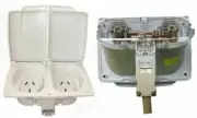 CMS IP44 TWIN 10 Amp Double Pole Auto Switch Socket Outlet. JOL02WT