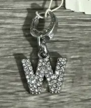 Fossil White Crystal CZ Pave Letter W Charm