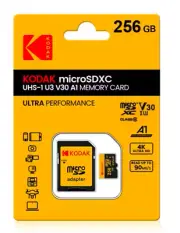 Kodak 256GB Ultra MicroSDXC UHS-1 U3 V30, 100 MB/s, A1 4k