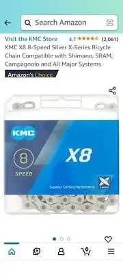 KMC X8, MTB, Gold Chain, Road, Trekking Bike, City Bike For Shimano 1/2"X 3/32"
