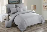 Seersucker Duvet/Doona/Quilt Cover Set-Double Queen/King/Super King Size-Grey