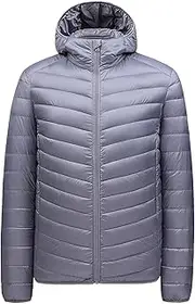 [DGHM-JLMY] Men's Solid Color Light Down Jacket Short Comfort Zip Hooded Coat Elastic Cuffs Windproof Puffer Jackets