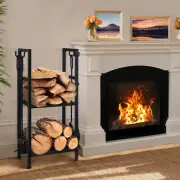 5in1 Firewood Rack Log with 4 Tools Firewood Storage Holder Heavy Duty Steel