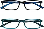 Opulize See 2 Pack Blue Light Blocking Reading Glasses Black Turquoise Computer Gaming Anti Glare Unisex BB9-1Q +1.00