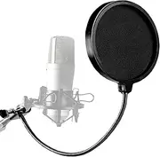 Professional Microphone Pop Filter Mask Shield for Blue Yeti and Any Other Microphone Mics Dual Layered Wind Pop Screen with A Flexible 360 Degree Flexible Gooseneck Enhanced Sound Shield Guard