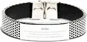 [Generic] Stainless Steel Bracelet for Wife - Inspirational Psalm 145:18-19 - Beautiful Gifts for Birthday, Christmas, and Graduation - Unique Engraved Jewelry to Bring Hope and Confidence, Small, Silver Plated