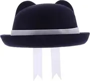 [LIFKOME] Cat Ear Hat Ribbon Plaid Cat Ear Beret Adult Top Hat Costume Hat Snowman Hat for Top Hats for Men Costume Top Hat Women's Top Hats Plaid School Beret Black Polyester