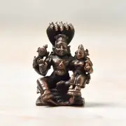 Antique Style Copper Handmade Lakshmi Narayana Idol Statue For Home Temple Decor
