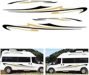 Seatacc 2 Pieces Sports Motorhome Stripes Decorative Camper Vans Caravan Decals Vinyl Sticker Graphic Car Body Side Accessories