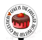 Fun Retractable Badge Reel, Cake is Always the Answer, Badge Holder Swivel 6084