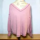 She + Sky Mauve Waffle V Neckline Long-Sleeve Thermal Top - Size Medium