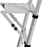 [TooCust] Adjustable Ladder Platform for Painters, Extension Ladder Work Platform System, Anti-Slip Ladder Work Tray for Tools, Heavy Duty Ladder Accessory for Most Ladders, 400 lbs Capacity (Silver)