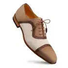 NEW Mezlan Dress Shoes Ayna Tri-Tone Summer Oxford Linen Leather Olive Off White