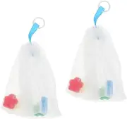 TOVINANNA 2pcs Foaming Net Foam Cleaning Soap Soap Saver Soap Exfoliating Body Shower Scrubber Soap Pouches Purpose Soap Bar Soap Pouch White or