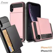 Slide Card Slot Armor Heavy Duty Case Cover for iPhone Xs Max iPhone XR 10s 10R
