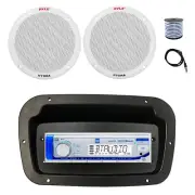 Dual Marine Radio, Spa Bezel,Adapter, Antenna,Wire, 2x 6.5'' 400W White Speaker