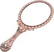 DECOMELODY 2pcs Vintage Cosmetic Handheld Mirror Electroplated Vanity Mirror with Classic Flower Design Portable Travel for Home Go Makeup Use