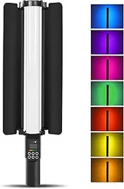 LAPOOH Handheld Light Tube LED Video Light Wand with Barndoor 3000K-6500K Dimmable 18 Lighting Effects Built-in Battery for Vlog Live Streaming Product Portrait Photography