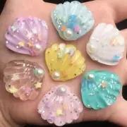 8pcs 3D Pearl Flatback Rhinestone Bling Star Resin Shell Appliques Art Crafts