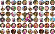 60 Precut 1" MASHA AND THE BEAR Bottle cap Images