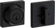 660 Contemporary Deadbolt Deadbolt Lock, Matte Black Square Exterior Keyed Front