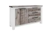 Plumeria Buffet Table 145cm 1 Door 3 Drawer Solid Acacia Timber - White Brush