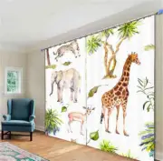 Giraffe Elephant Lion 3D Curtain Blockout Photo Printing Curtains Drape Fabric