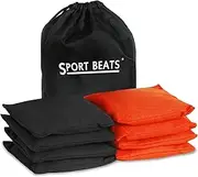 SPORT BEATS Water Proof Cornhole Bags Standard Bean Bags Toss Set of 8 for Tailgating by 6" x 6" 16OZ