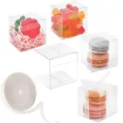 100 Pcs Clear Macaron Boxes 2x2x2 Inch Party Favor Boxes Mini Cube Treat Boxes