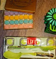 Vintage LOT Steri-lite Salad Serving Hostess Set & mini guest soap set