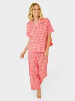 Edited Sleep Women's Elasticated Waist Gigham Woven Pyjama Set, Pink, Size 8