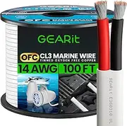 GEARit 14 Gauge Marine Wire, 14/2 AWG (100ft) Marine Grade Tinned Copper Oxygen Free, Duplex 2-Conductor Insulated Red & Black Electrical Cable for Boat, Automotive, RV, Camper, Trailer