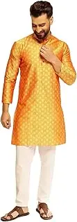 [Sojanya] (Since 1958 Men'S Jacquard Silk Contrast Red Thread Woven Design Kurta With Pyjama