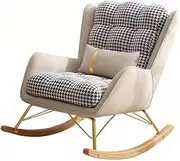 Rocking Lounge Chair Upholstered Accent Glider Rocker for Nursery,Modern Chaise Lounge Indoor with Pillow,Recliner Lazy Chair with Solid Wood Legs (Color : White)