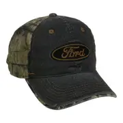 FORD embroidered Patch on Black Front / Mossy Oak COUNTRY Camo pattern Back Hat