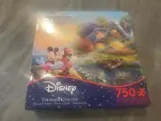 Disney Thomas Kinkade Mickey and Minnie Sweetheart Cove 750 P Puzzle New Ceaco