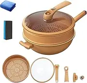 Titanium Micro-Pressure Clay Non-Stick Cooker, Multifunctional Non-Stick Clay Pressure Cooker with Steamer Basket Home Cooking Pan (1set)