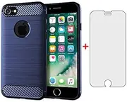 Asuwish Phone Case for iPhone 7 8 and Tempered Glass Screen Protector Film Cover with Mobile Accessories Slim Thin Shockproof Silicone Rubber iPhone7 iPhone8 i Phone7s Phone7phone i7 i8 7s 8s Blue