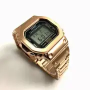 Casio Metal G-Shock DW5600 Mod Rose Gold Steel Bezel Bracelet 5600 Full Custom