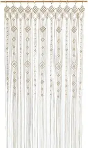 Osunnus Boho Large Macrame Window Curtain Wide Room Divider Doorway Curtain 79 x 47 Inches Long Macrame Wall Hanging Backdrop for Bohemian Home Wedding Party Decor, Gypsophila - 1 Panel XL