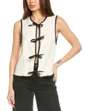 WeWoreWhat Tie-Front Linen-Blend Vest
