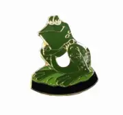 Green Frog Lily Pad Enamel Pin Hat Backpack Tac Green Sitting Cute