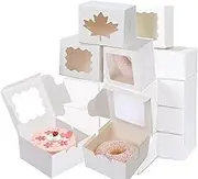 30pcs Bakery Boxes, Individual Cookie Boxes with Window Cake Bakery Boxes Muffin Donut Pastry Containers for Wedding Birthday Party Christmas,4x4x2.5 inches/White