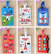 [Wanfoou] 6 Pcs Luggage Label,Bag Tag for Suitcase,Colorful Waterproof Rubber Luggage Tag with Name ID Card and Strap, Baggage Tag Label, Travel Tags for Identification