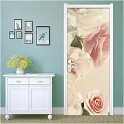 Door Stickers 3D Flower Floral PVC Self-Adhesive Waterproof Door Stickers Mural Wallpaper Home Decor Door Sticker Wall Decals(95x215cm)