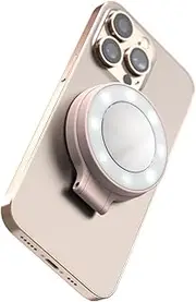 ShiftCam SnapLight - LED Selfie Ring Light with Four Brightness Settings and Built in Battery - Magnetic Mount Snaps on to Any Phone - Flippable Design | Chalk Pink