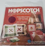 Hopscotch Cross Stitch Fabric Red Cream 14 Ct Aida 15" x 15" Charles Craft