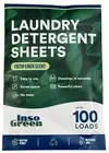Inso Green Laundry Detergent Sheets 100 loads Fresh Linen Scent Powerful Clean