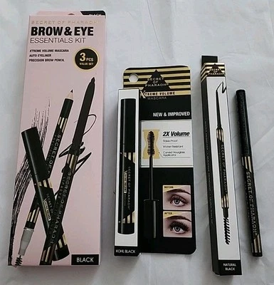 Secret Of Pharaoh BROW & EYE ESSENTIALS KIT- Mascara/ Eyeliner/Brow Pencil BLACK