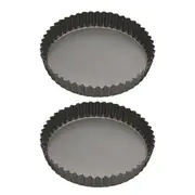 2x Mastercraft 25cm Heavy Loose Base Non-Stick Round Flan Quiche Pan Baking BLK